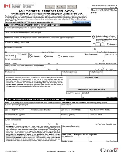 PPTC 153 form preview