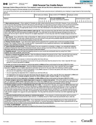TD1 form preview