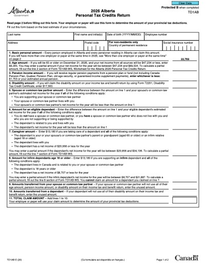 TD1AB form preview