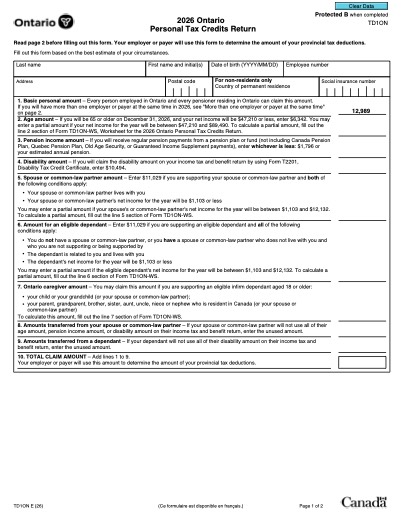 TD1ON form preview