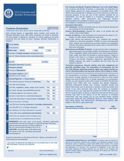 CBP Form 6059B form preview