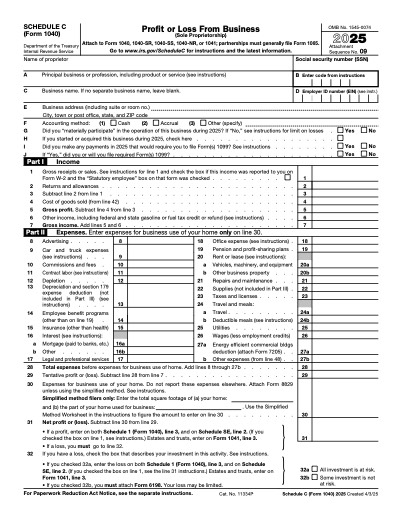 Schedule C (Form 1040) form preview