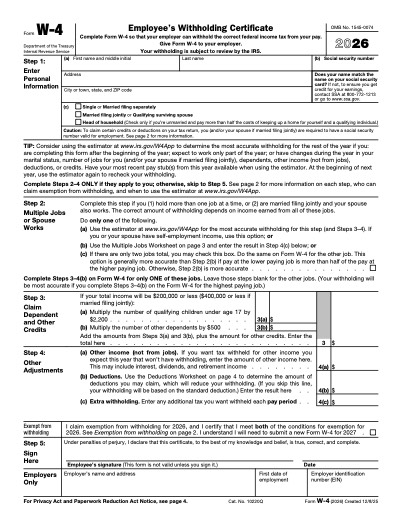 Form W-4 form preview